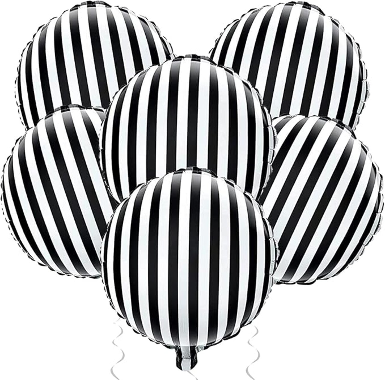 Black and White Striped Balloons 18 Inch Striped Mylar Foil Balloons Round Halloween Aluminum Helium Balloon for Nightmare Before Christmas Halloween Birthday Baby Shower Party Decorations